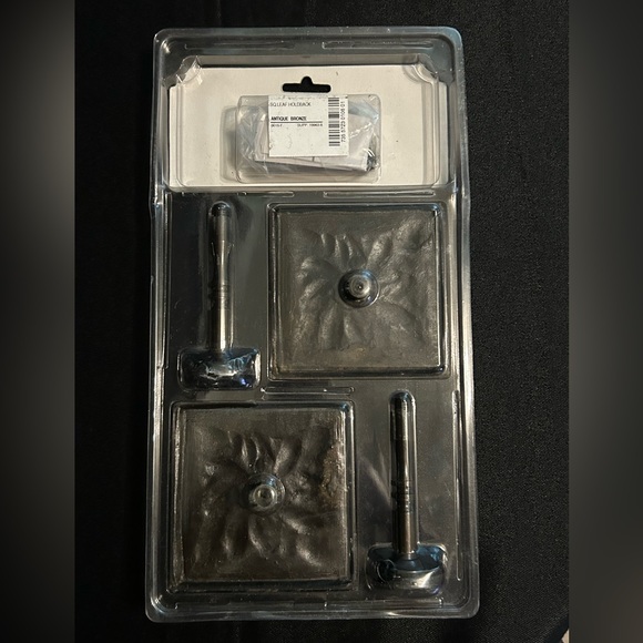 JC Penney Home Collection Decorative Square Leaf Antique Bronze Holdbacks-2 New - Picture 2 of 9